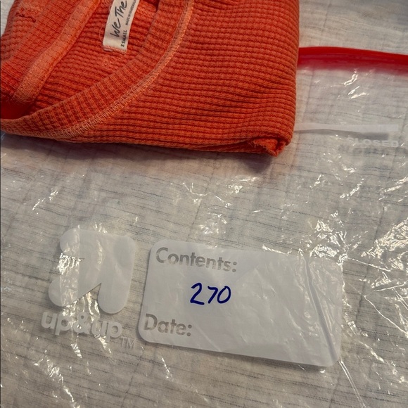 Free People We the Free What's Up Baby Waffle Tee T-Shirt XS Orange - Picture 9 of 9